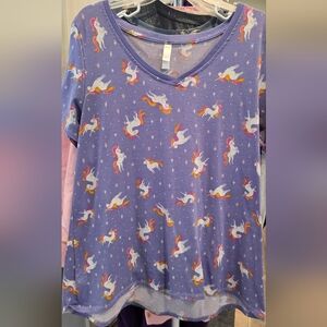 LuLaRoe Purple Unicorn Print T-Shirt